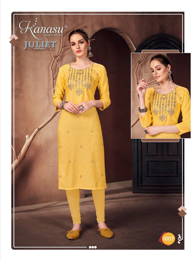 Kanasu Juliet Fancy Rayon Fancy Wear Designer Kurti Collection